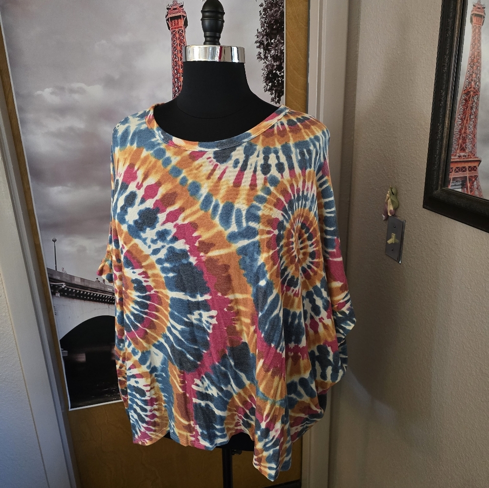 #0440 2X NWOT ANDRÉE BY UNIT Overszd Multicolor Dohlman Slv Top 46ptp 28.5-33Lng